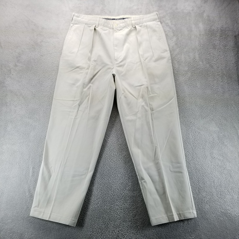 VTG Polo Ralph Lauren Pants‎ Mens 38x34 Beige Straight Pleated Trousers